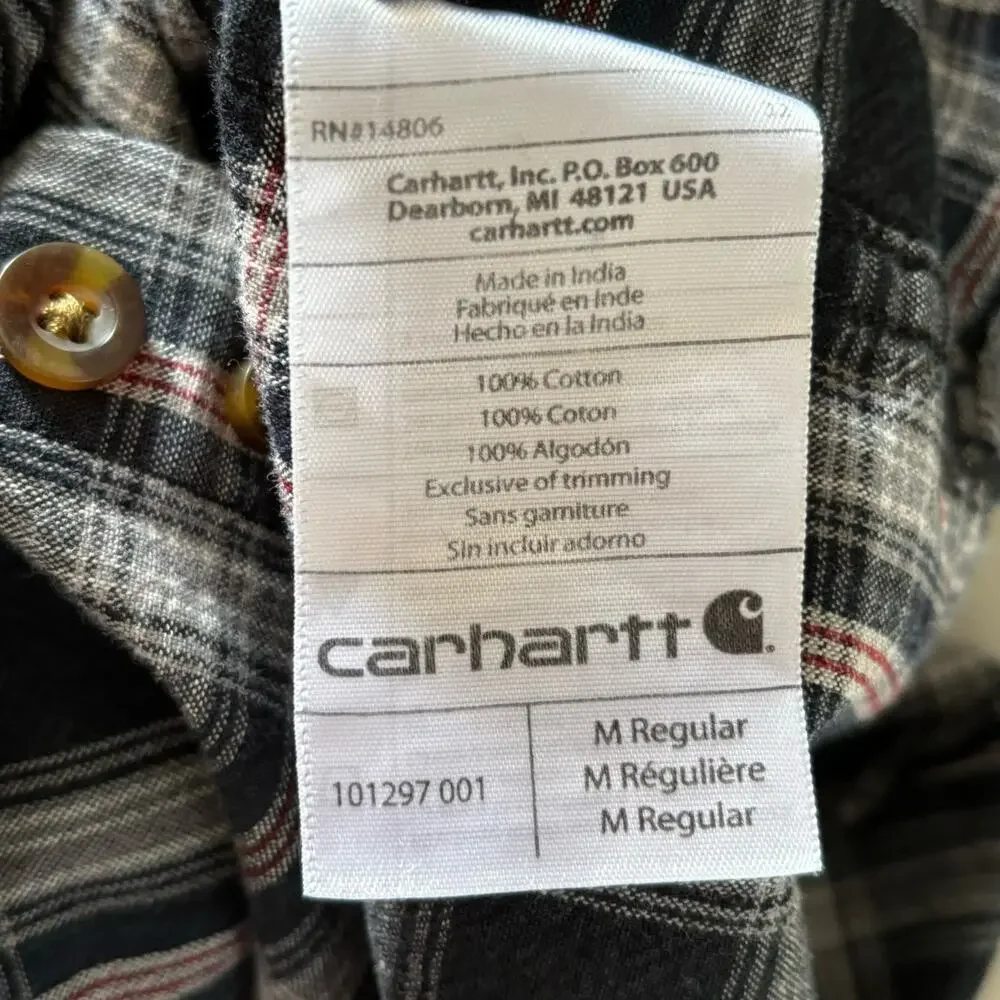 Carhartt Button‎ Down Shirt Top Men's Size Medium Long Sleeves Relaxed Fit Plaid